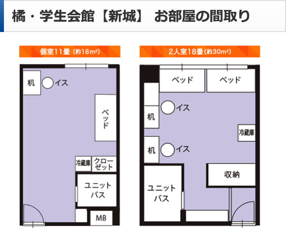 橘・学生会館【大井町】 お部屋の間取り